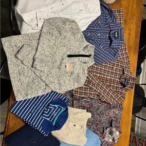 Men's Blue and White Striped Shirt